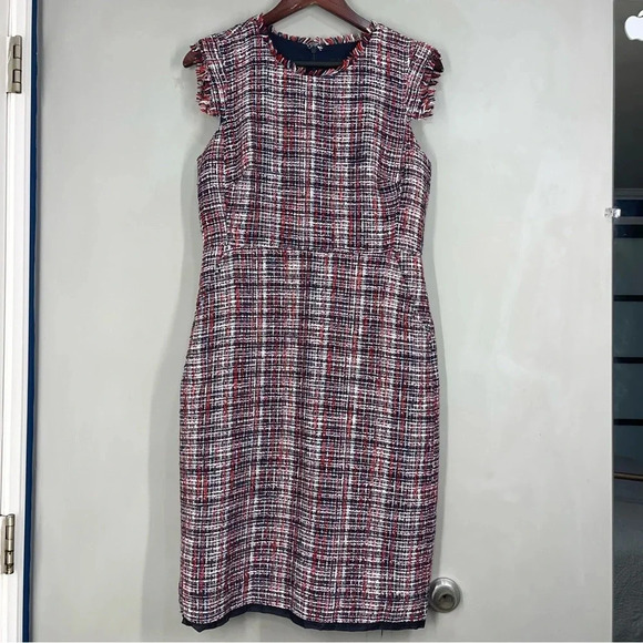 J Crew Resume Tweed Sheath Dress
Blue Red White Pockets Fringe Career
Womens 10P - Picture 1 of 11